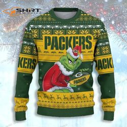Grinch Green Bay Packer Ugly Christmas Sweater