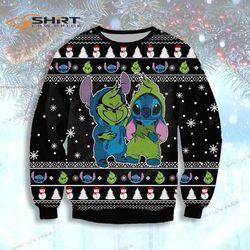 Grinch And Stitch Funny Knitting Pattern For Ugly Christmas Sweater