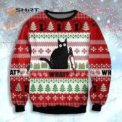 Funny Black Cat Christmas Gift For Lovers Creep Christmas Murder Cat Sweater New Year Eve Holiday Sweater Ugly Christmas