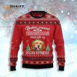 Golden Retriever Rockin Ugly Christmas Sweater