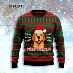 Golden Retriever Merry Woofmas Ugly Christmas Sweater