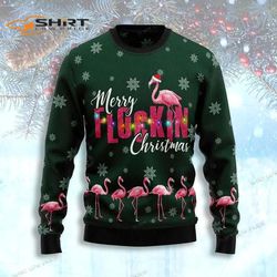 Flamingo Merry Flockin Ugly Christmas Sweater