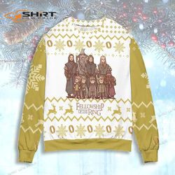 Fellowship Of The Rings Snowflake Reindeer Ugly Christmas Sweater