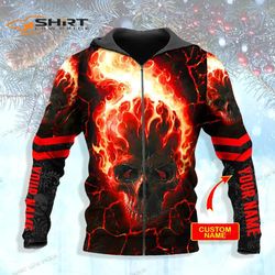 Fire Ghost Rider Skull Personalized 3D All Over Printed Unisex Zip Up Hoodie