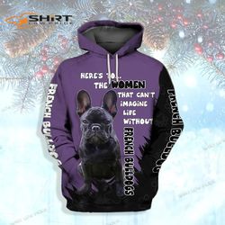 Unisex 3D Graphic Animals Dog Art Purple Paint French Bulldog Sweatshirts 3D Hoodie Dog Lovers Gift For Men Hoodie