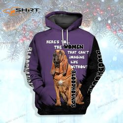 Unisex 3D Graphic Animals Dog Art Purple Paint Bloodhound 3D Hoodie Dog Lovers Gift For Men Dog