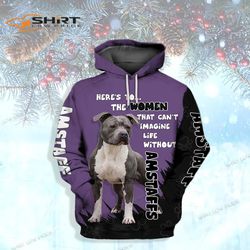 unisex 3d graphic animals dog art purple paint american staffordshire terrier amstaff sweatshirts 3d hoodie dog lover
