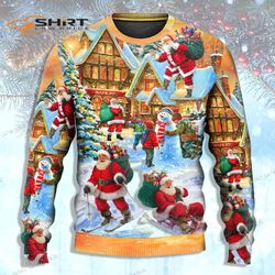 Santa Claus In The Town Xmas Is Coming Ugly Christmas Sweater