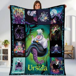 Villains Ursual Fleece Blanket  Ariel Princess Little Mermaid Blanket