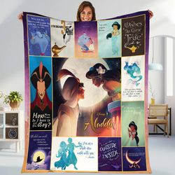 Aladdin and Princess Jasmine Blanket  Aladdin Magic Blanket Genie Prin