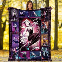 Personalized Spider Gwen Stacy Blanket Ghost Spider Fleece Blanket Spi