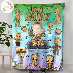 Personalized Custom Face  Name I am Groot blanket, Guardians of the G