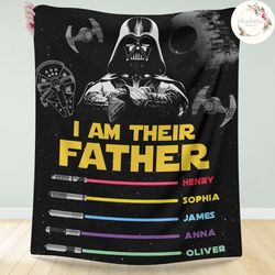 Personalized I Am Their Father Star Wars Dad Blanket, Disney Gift for