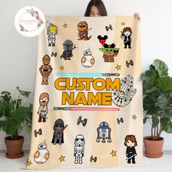 Personalized Custom Name Star Wars Blanket, Star Wars Characters Blank