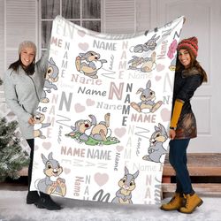 Personzlized Name Disney Thumper Blanket, Bambi Cartoon Fleece Blanket