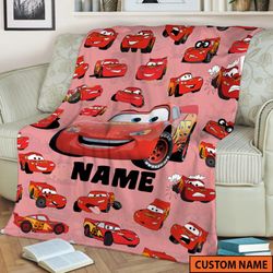 Personalized Pixar Cars Lightning McQueen Fleece Blanket  Cars Land Ra