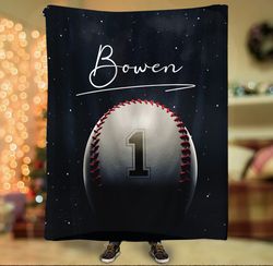 Customized Baseball Blanket, Night Sky Baseball Blanket, Baseball Gift
