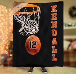Personalized Name and Number Basketball Blanket Basketball Blanket for