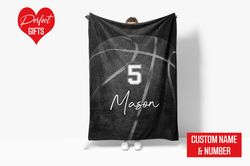 Personalized Name and Number Basketball Blanket Basketball Blanket for