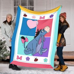 Personalized Eeyore Blanket Winnie Pooh Eeyore Fleece Mink Blanket, Wi