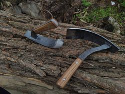 Set of forged adze (2pcs). Hand-Forged Finnish Adze. Woodcarving Adze Hand Forged From Hardened Carbon Steel. Finnish Ax