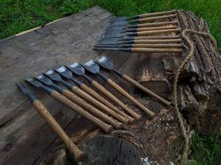 Carpenters slick chisel set 16pcs. Chisel for a wooden frame. Straight chisel. Handmade chisels. Timber Framing Tools. C