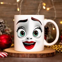 3D Funny Face Mug 11oz & 15oz Mug, Flower Mug Design Mug