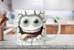 3D Funny Smiley Face Mug, 11oz & 15oz Mug, Flower Mug, Design Mug