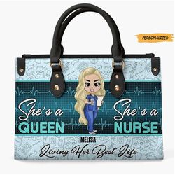 Personalized Leather Bag, Gift For Nurse, V4