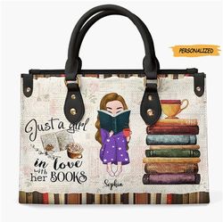 Personalized Leather Bag, Gift For Reading Lover