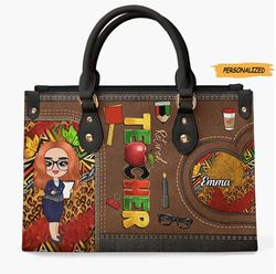 Personalized Leather Bag, Gift For Teacher,V4