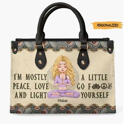 Personalized Leather Bag, Gift For Yoga Lover