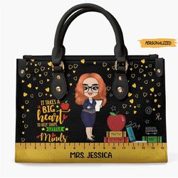 Teacher Personalized Custom Leather Bag, Gift For Teachers