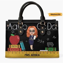 Teacher Personalized Leather Bag, Gift For Teacher