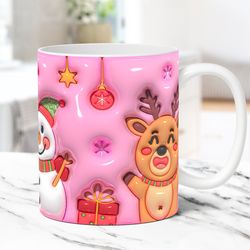 3D Christmas Mug, Inflated Christmas Mug, Puffy Christmas Mug Press Design, 11oz & 15oz Coffee Cup
