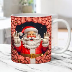 3D Christmas Mug, Santa Mug, 3D Santa Claus 11oz 15oz Coffee Cup, 3D Christmas Mug Press Designs