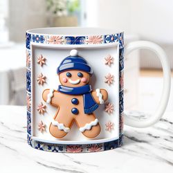 3D Gingerbread Mug Christmas Mug Inflated 11oz and 15oz Coffee Cup 3D Gingerbread Mug Press Design 1