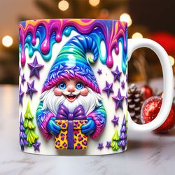 3D Gnome Mug Cute Christmas Mug 3D Puffy Christmas Gnomes Mug, 11oz & 15oz Coffee Cup
