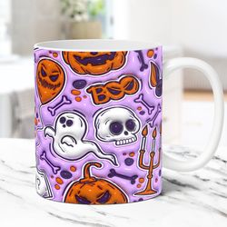 3D Inflated Halloween Mug, Spooky Vibes Halloween Mug, 3D Puffy 11oz 15oz Pumpkin Ghost Halloween Mug