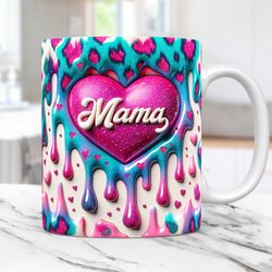 3D Inflated Heart Hole In A Wall Mug Mama Mug, Mama Mug, 11oz and 15oz Love and Hearts Coffee Cup