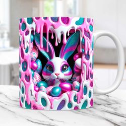 3D Rabbit Easter Mug, Easter Bunny 11oz & 15oz Mug, 3D Rabbit Hole In A Wall Mug, Easter mug