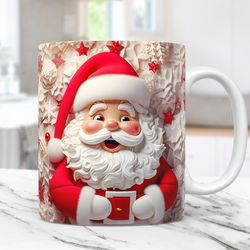 3D Santa Christmas Mug Cute Mug 3D Santa Claus 11oz 15oz Coffee Cup 3D Christmas Mug Press Design