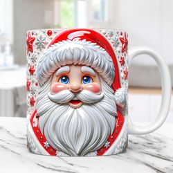 3D Santa Christmas Mug Cute Mug 3D Santa Claus 15oz 11oz Coffee Cup 3D Christmas Mug Press Design