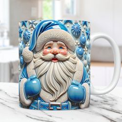 3D Santa Christmas Mug Santa Mug Santa Claus 11oz 15oz Coffee Cup 3D Christmas Mug Press Design