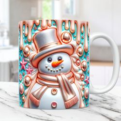 3D Snowman Mug Christmas Mug Inflated 3D Snowman Mug Press Design 11oz and 15oz Coffee Cup