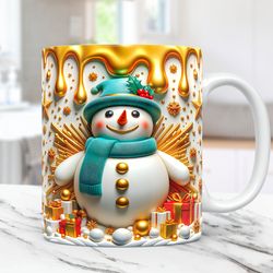 3D Snowman Mug Christmas Mug Inflated 11oz and 15oz Coffee Cup 3D Snowman Mug Press Design