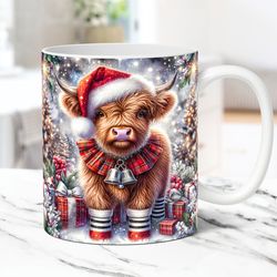Cute Highland Cow Christmas Mug, Mug, 11oz and 15oz Mug, Instant