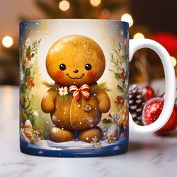 Gingerbread Christmas Mug, Floral Gingerbread Man Mug s, 11oz and 15oz Coffee Mug,