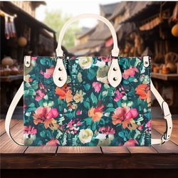 Luxury Women PU Leather Handbag Bag Shoulder Bag tote purse Beautiful, cute spring green peach summer Hobo Floral flower