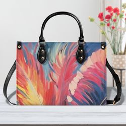 Women PU leather Handbag tote unique beautiful Art deco design abstract art purse Large Tote would be Perfect for Vacati